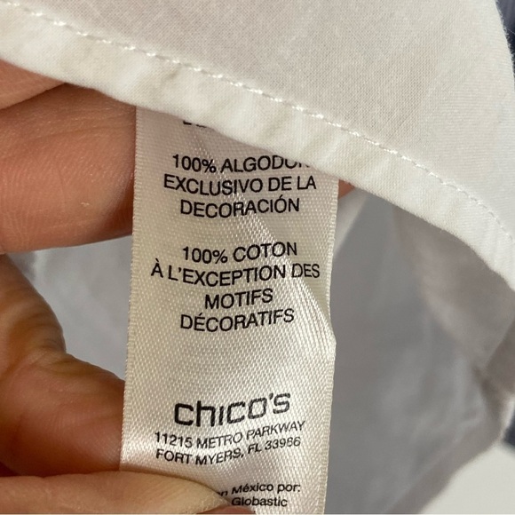 Chico’s Embroidered Patchwork Shirt Size 1 US M Button Down Long Sleeve Cotton - Picture 9 of 9